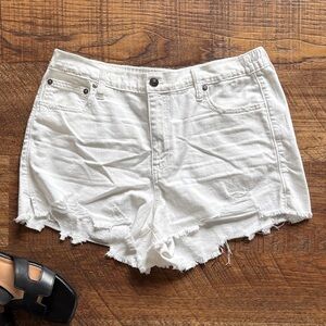 Aerie White Frayed Hem Jean Shorts